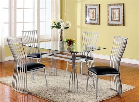 90cm round dining table and 4 tulip chairs set padded grey kitchen cafe uk white. Graceful Rectangular Clear Glass Top Leather Designer 5 ...