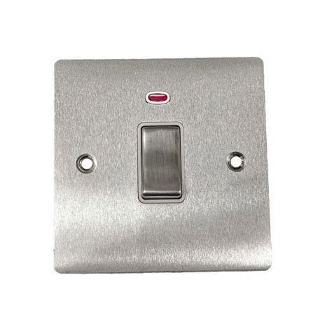 1 Gang 20a Double Pole Switch With Neon In Satin Chrome Plate
