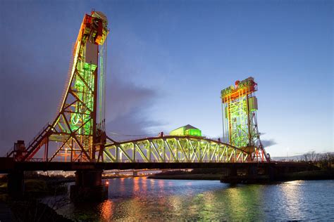 Sculp Floodlights Illuminate Tees Newport Bridge Schréder