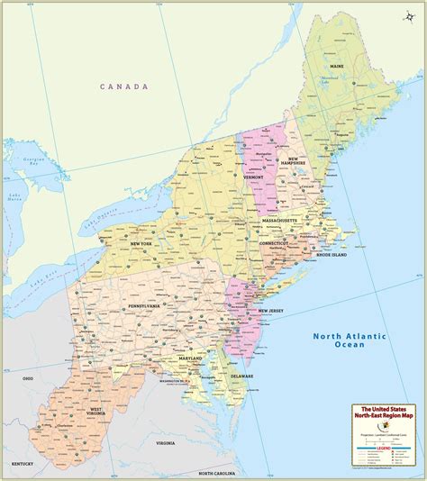 Us Northeast Regional Wall Map Ph
