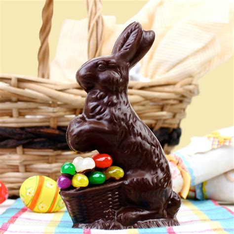 Sitting Chocolate Bunny Decorated With Jelly Beans Solid Edelweiss