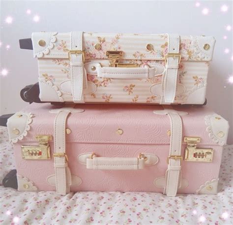 Pink And Pink Floral Cases Cute Suitcases Pink Luggage Cute Luggage