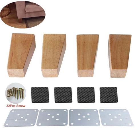 4pcs Solid Oak Wood Sofa Legs Inclined Coffee Table Feet Furniture