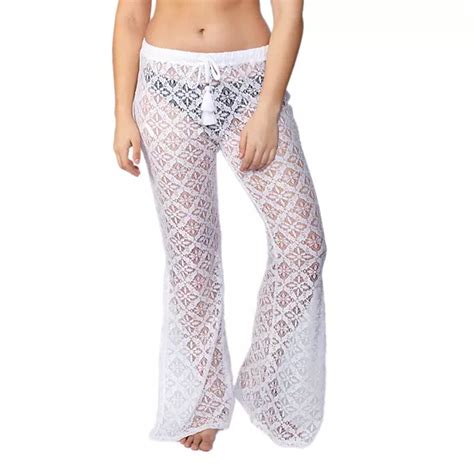 Womens Miken Sheer Crochet Swim Cover Up Pants