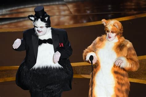 Corden's character and wilson's character are introduced one after another at the start of cats, enabling a long stretch of screen time devoted. James Corden and Rebel Wilson Dressed as Cats at Oscars ...