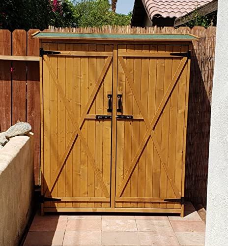 Goplus Outdoor Storage Cabinet Wooden Garden Shed With Double Lockable