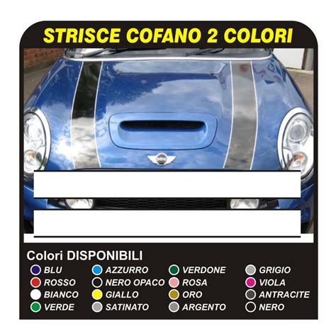 Mini Cooper Strisce Adesive Bonnet Stripes Fasce Adesive Cofano