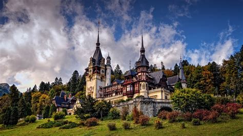 Architecture Castle Cloud Peles Castle Romania 4k Hd Travel Wallpapers