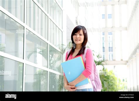 College Student Standing Outside College Building Stock Photo Alamy