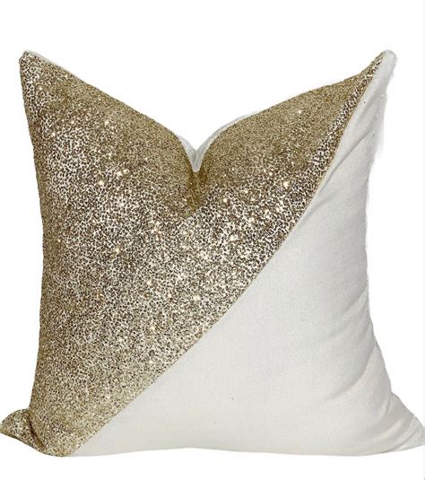 Gold Glam Sequin Sparkle Pillow Cover 20x20 Gold Pillow Etsy