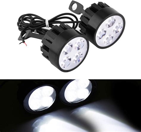 2pcs 12v Motorcycle Spotlights Led Headlights 24w 4 Leds Universal