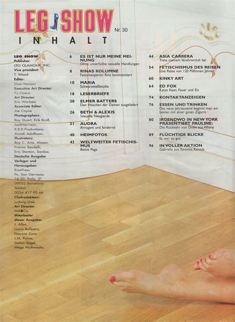 Leg Show Magazine No 30 1999 German Edition Erotic Etsy
