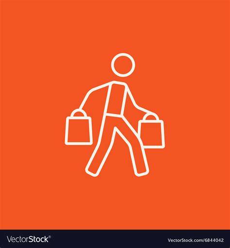 Man Carrying Shopping Bags Line Icon Royalty Free Vector