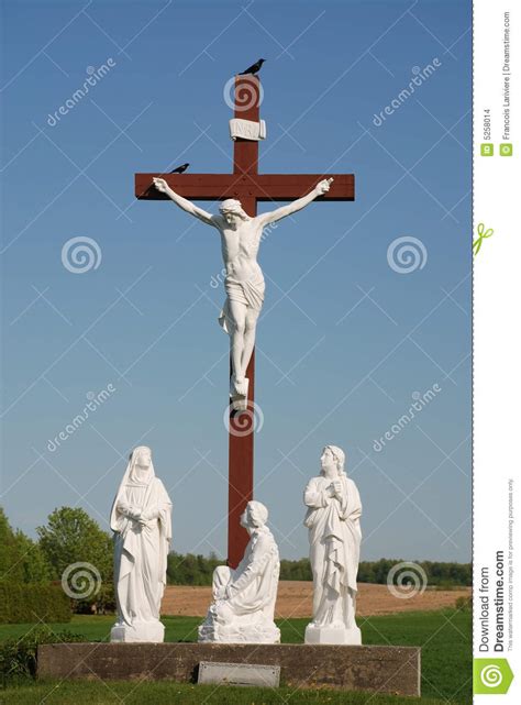 Statue Of Jesus Christ On Wood Cross Stock Images Image 5258014