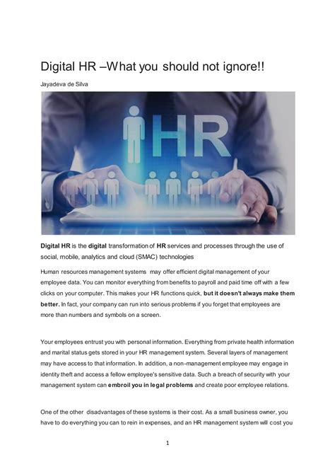 Digital hr-What you should not ignore | PDF