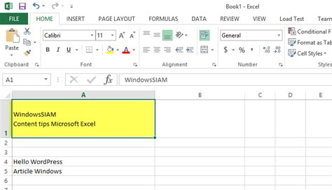 วิธีการขึ้นบรรทัดใหม่ของ Microsoft Excel แต่อยู่ใน Row เดิม | WINDOWSSIAM