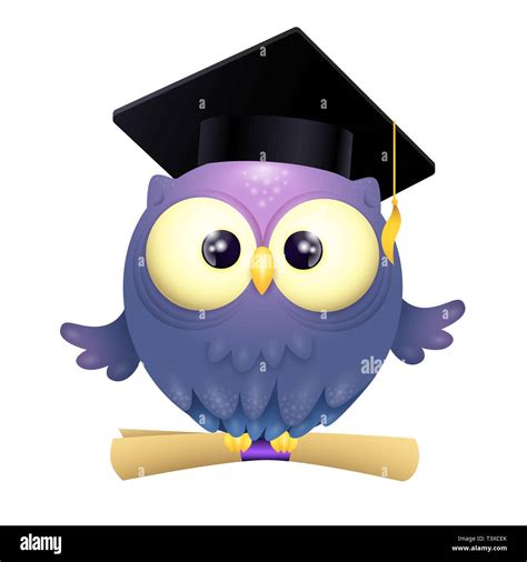 Vector Illustration Of A Cute Lillte Owl Wearing Graduation Cap And