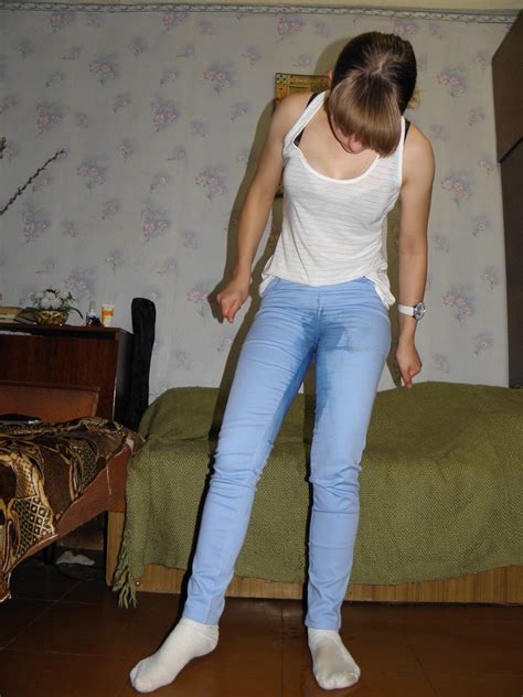 Female Tania Pisses Her Tight Blue Jeans White Socks Omorashi Dbc