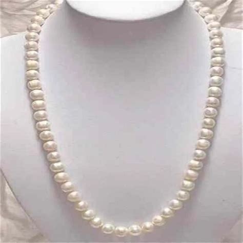 New Womens Fashion 7 8mm White Akoya Cultured Pearl Necklace 25 In