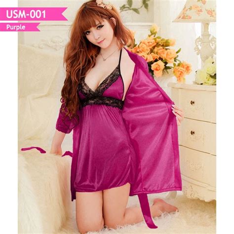 Jual Sexy Lingerie Usm 001 Pakaian Wanita Lingerie Impor Lingerie Set Kimono Purple