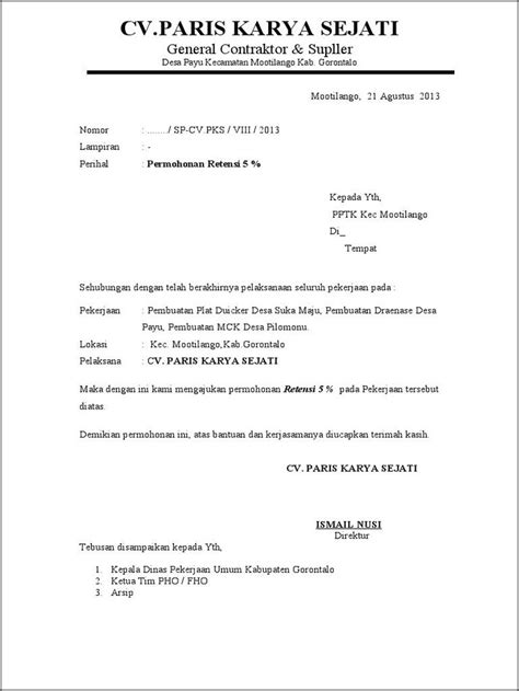 Contoh Surat Permohonan Pemeriksaan Kerja Kontrak Ruth Avery