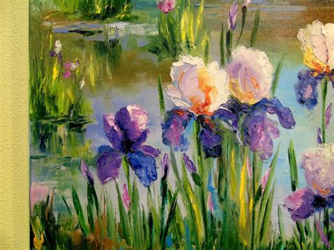 Iris By The Pond 2016 Oil Painting By Olha Darchuk Pond Painting