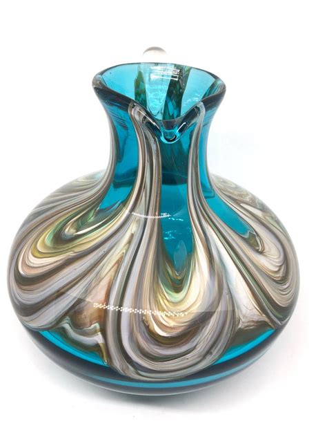 Blue And Multi Color Swirl Glass Murano Venetian Vase Italy 1970s At 1stdibs
