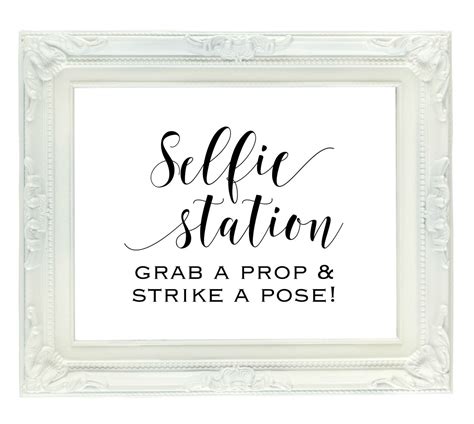 selfie station sign grab a prop and strike a pose printable etsy printable wedding sign