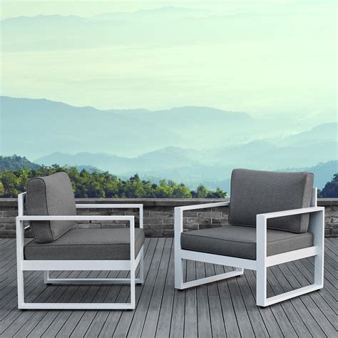 Real Flame Baltic White 2 Piece Aluminum Patio Conversation Set With