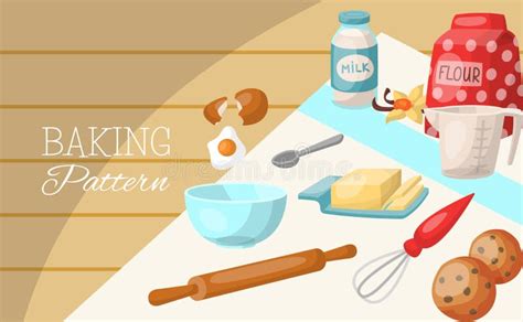 Baking Cartoon Tools And Food Seamless Pattern Kitchen Utensils