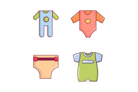 Baby Clothes Icon Set Cartoon Style