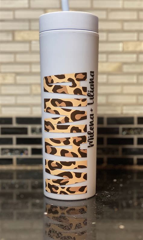 Leopard Print Mama Tumbler Matte Bottle With Straw T For Etsy Uk