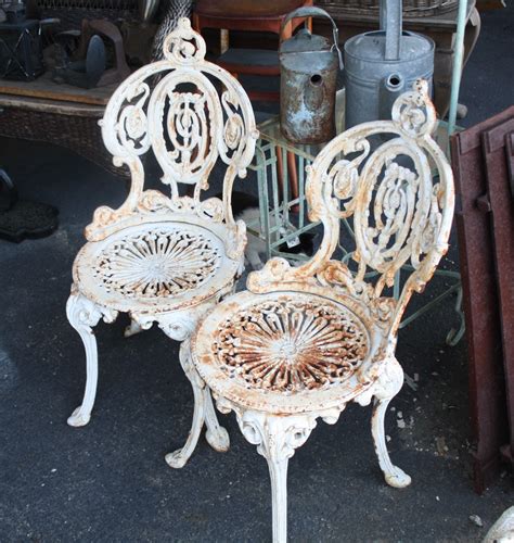 Beautifully shaped oval back with inset floral pattern. Ornate Cast Iron Three Piece Set For Sale Antique Wrought ...
