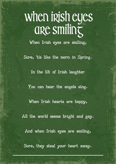 When Irish Eyes Are Smiling Song Lyrics Art Print Etsy Uk Irish