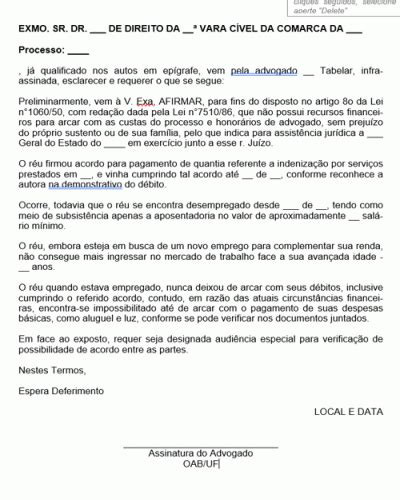 Termo Padrão De Petição Audiência Especial