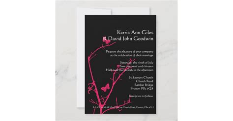 Hot Pink And Black Wedding Invitation Zazzle