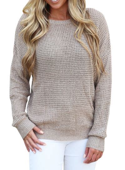 Round Neck Long Sleeve Back Cross Pullover Sweater Victoriaswing