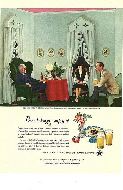 008 The Boss Comes To Dinner By John Falter 1947 Beer Ad American