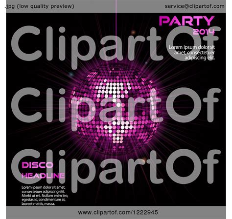 Clipart Of A Purple Disco Ball On Black With New Year Sample Text