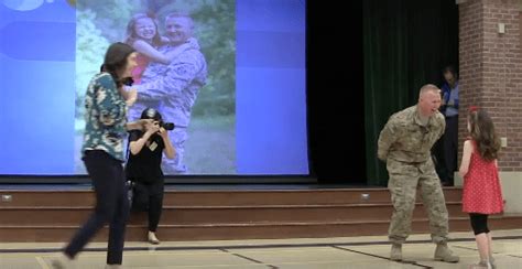 military dad surprises 7 year old daughter at her school assembly
