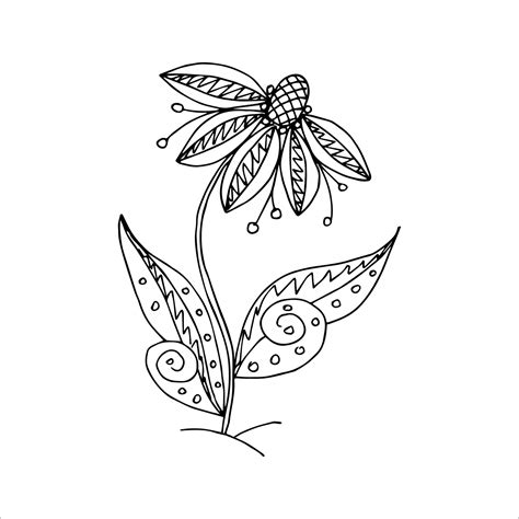 Premium Vector Single Doodle Element Hand Drawn Flower For Coloring