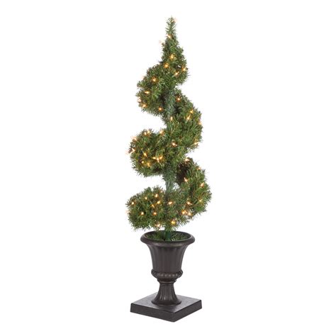 Gerson 4ft Pre Lit Potted Spiral Tree With Round Branch Tips And 100