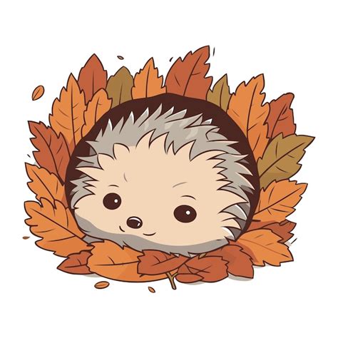 Premium Vector Hedgehog In Autumn Leaves Cute Cartoon Vector Illustration