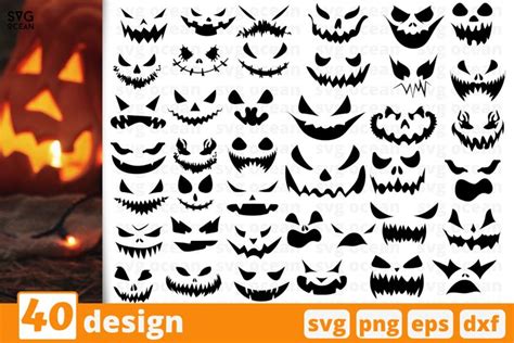 40 Scary Pumpkins Faces Svg Bundle Halloween Cricut