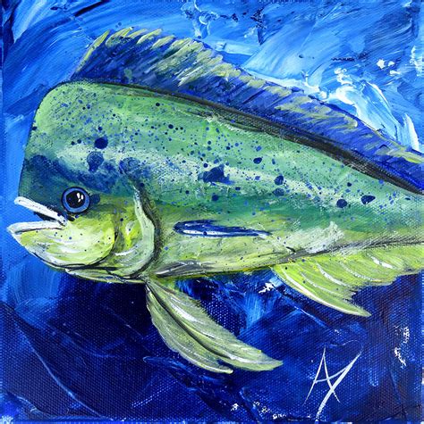Blue Mahi Fish Art Painting Blue Fish Art Art Louisiana Art
