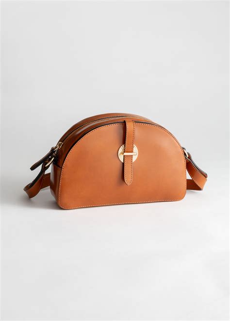 Leather Half Moon Crossbody Bag Camel And Other Stories