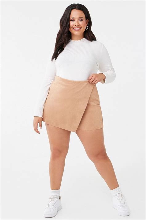 Plus Size Faux Suede Skort Forever 21 Curvy Casual Outfits Plus