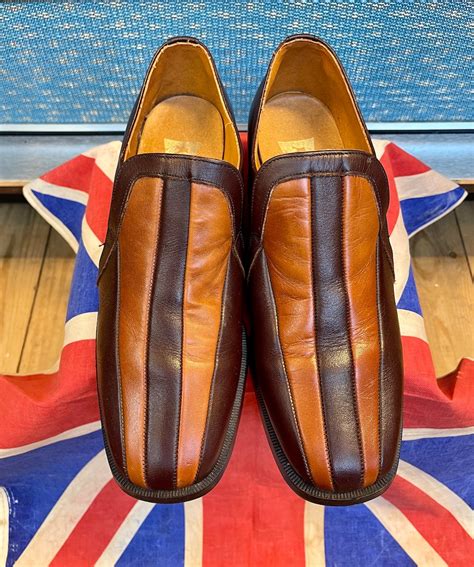 Vintage Dandy Mod Early 1970s 70s County 2 Tone Brown Leather All