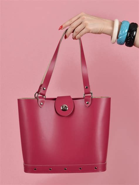 Arizona Bucket Raspberry Leather Handbag From Vivien Of Holloway