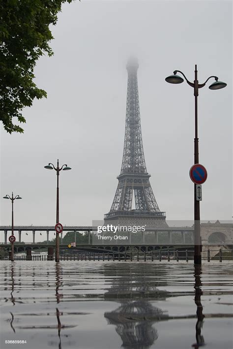 Water Rises Near The Area Of The Eiffel Tower As The Seine Rivers